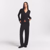 Animejisho Black Velmora Button Front Lounge Set Long Sleeve Wide Leg Pants