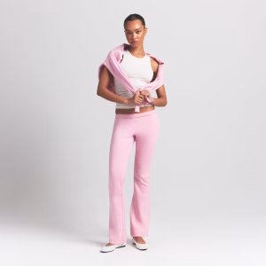 Animejisho Blush Pink Zarevix Flare Lounge Pants High Waist Relaxed Fit Sleepwear