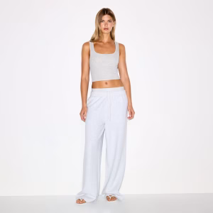 Animejisho Heather Gray Vexloria Drawstring Wide Leg Lounge Pants Relaxed Fit