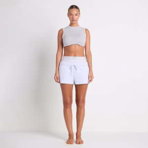Animejisho Ice Gray Virexa Drawstring Lounge Shorts Wide Waistband Relaxed Fit