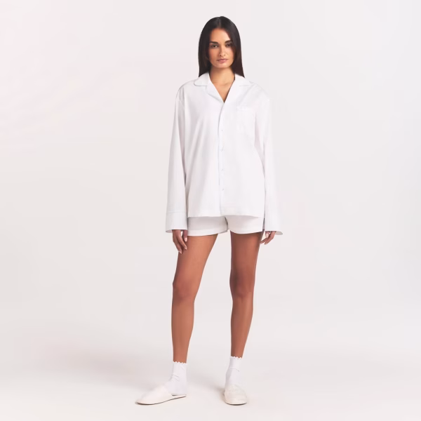 Animejisho White Zorvella Long Sleeve Button Front Pajama Set