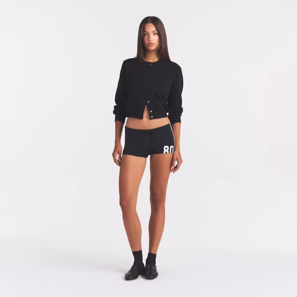 Black Animejisho Zenvori Number 80 Graphic Drawstring Lounge Shorts