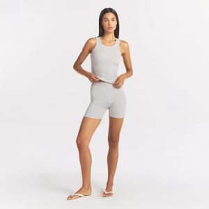 Heather Gray Animejisho Norvexa Ribbed Scoop Neck Fitted Tank Top Sleeveless Style