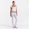 Heather Gray Animejisho Velnixa Square Neck Cap Sleeve Fitted Crop Top Casual Style