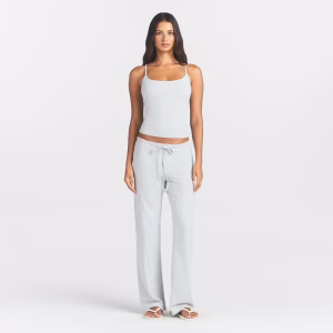 Light Gray Animejisho Nuvexa Drawstring Straight Leg Lounge Pants Relaxed Fit