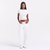 White Animejisho Vexoria Short Sleeve Crew Neck Fitted Crop Top Minimal Style